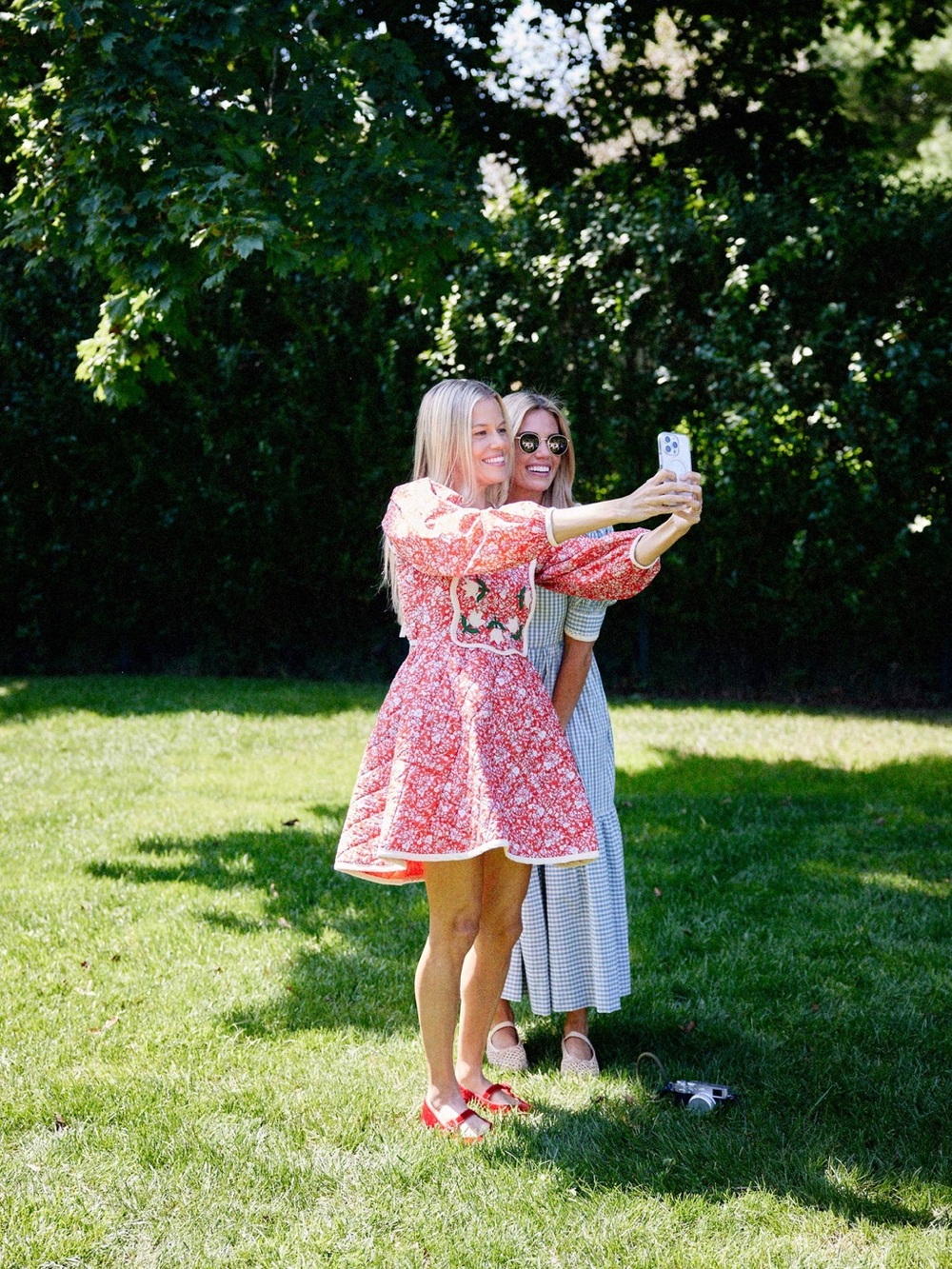 Loeffler Randall Gillian Puff−Sleeve Dress in Blue Gingham | XS - Picture 4 of 16